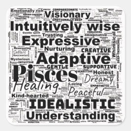 Pegatina Cuadrada Inspiración de zodiac de Word Pisces