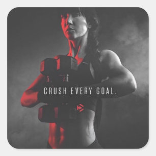 Pegatina Cuadrada Inspiración del entrenamiento de las mujeres: apla