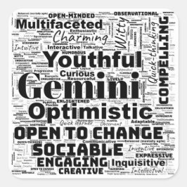 Pegatina Cuadrada Inspiración en la nube de palabras zodiac de Gemin