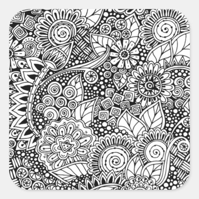 Pegatina Cuadrada Inspiración étnica floral (Anverso)