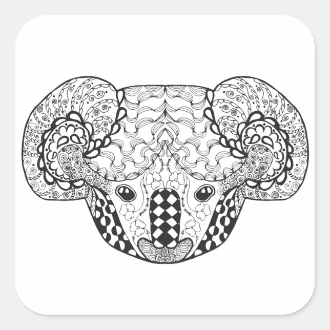 Pegatina Cuadrada Inspirado Oso de Koala (Anverso)