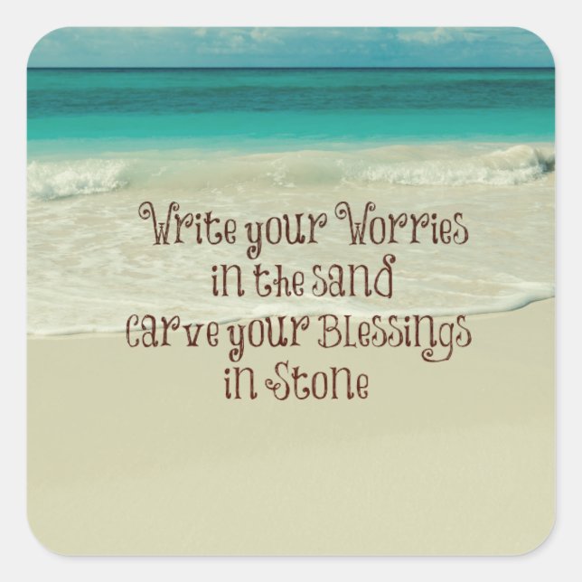 Pegatina Cuadrada Inspirador tallar tus bendiciones en una cita de p (Anverso)