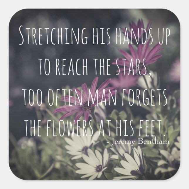 Pegatina Cuadrada Inspirando la cita de Jeremy Bentham (Anverso)