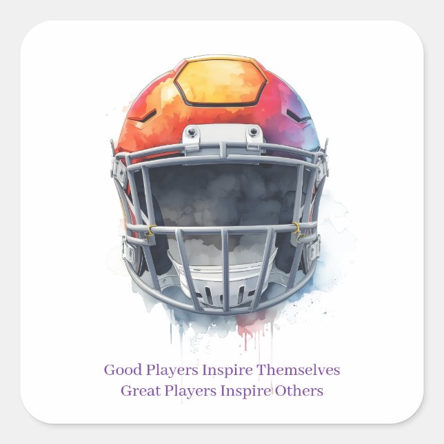 Pegatina Cuadrada Inspirational Motivational Football Helmet  (Anverso)