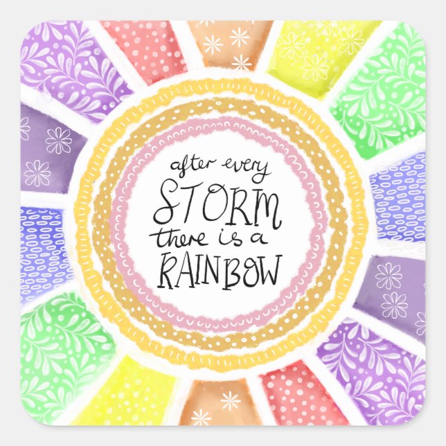 Pegatina Cuadrada Inspirational Quote Print – “After Every Storm (Anverso)