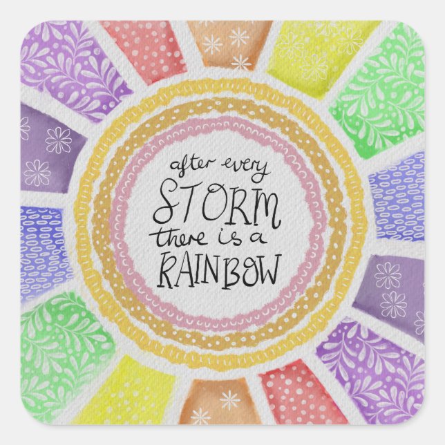 Pegatina Cuadrada Inspirational Quote Print – “After Every Storm (Anverso)