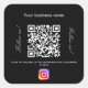 Pegatina Cuadrada Instagram de código qr de nombre de negocio blanco (Anverso)