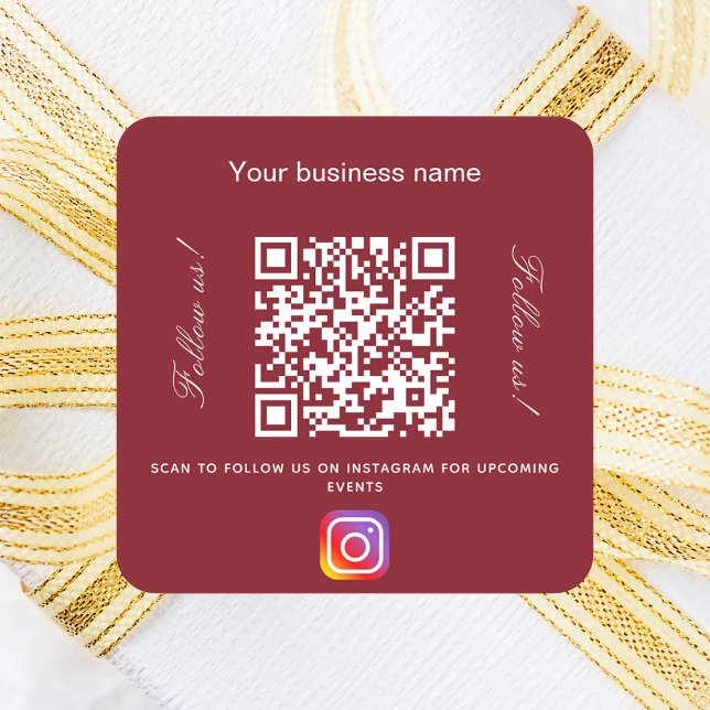 Pegatina Cuadrada Instagram de código qr de nombre de negocio blanco (Subido por el creador)