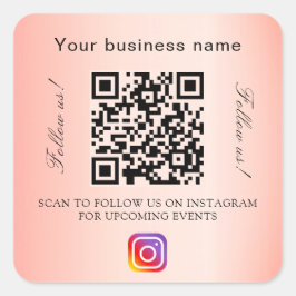 Pegatina Cuadrada Instagram de código qr de nombre de negocio de nar