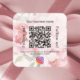 Pegatina Cuadrada Instagram de código qr de nombre de negocio floral