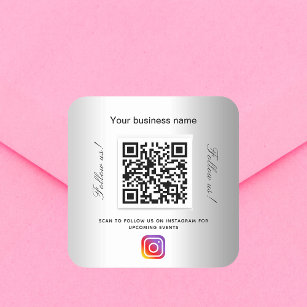 Pegatina Cuadrada Instagram de código qr de nombre de negocio platea