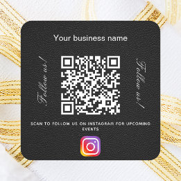 Pegatina Cuadrada Instagram de código qr nombre comercial de cuero n