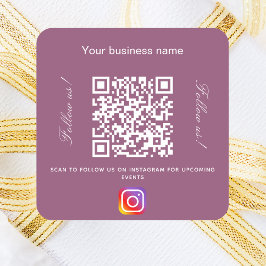 Pegatina Cuadrada Instagram de código qr nombre comercial de púrpura