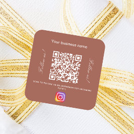 Pegatina Cuadrada Instagram de código qr nombre de negocio de la tie