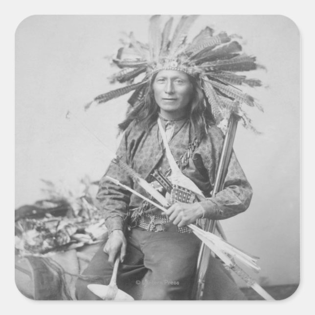 Pegatina Cuadrada Instigador de la revuelta india en Pine (Anverso)