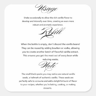 Pegatina Cuadrada Instrucciones de extracción de vainilla casera