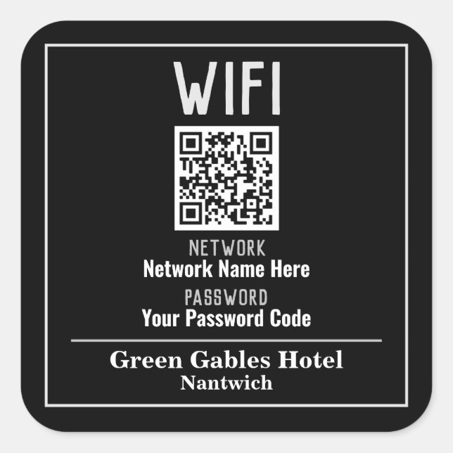 Pegatina Cuadrada Instrucciones WiFi con código QR (Anverso)
