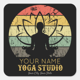 Pegatina Cuadrada Instructor de fitness personalizado de Yoga Studio