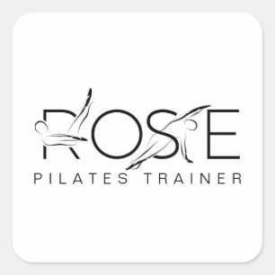Pegatina Cuadrada Instructor de Pilates de Nombre del ROSA