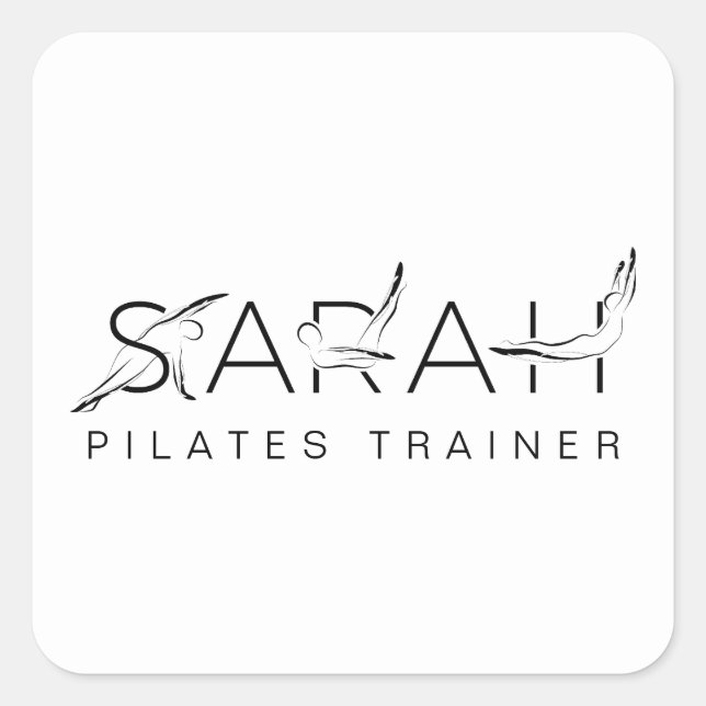 Pegatina Cuadrada Instructor de Pilates de Nombre SARAH (Anverso)