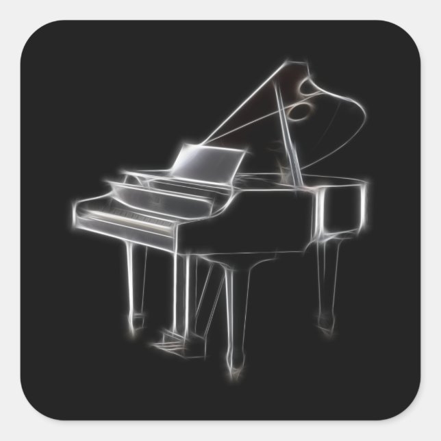 Pegatina Cuadrada Instrumento musical clásico de Grand Piano (Anverso)