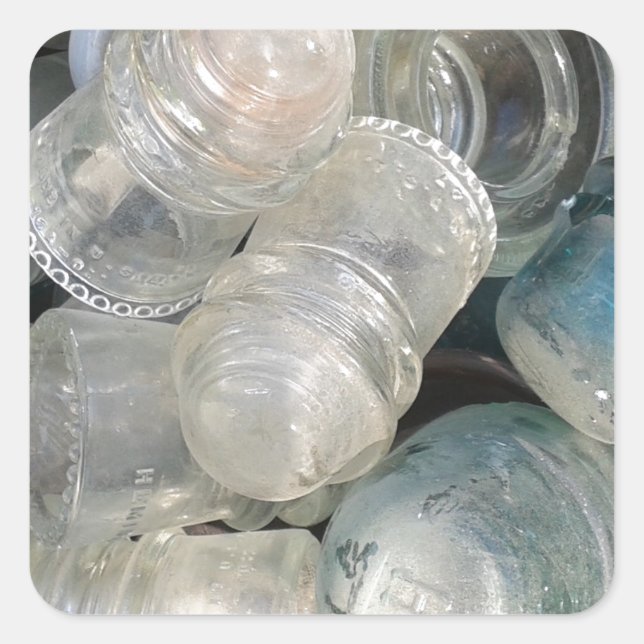 Pegatina Cuadrada Insuladores de vidrio de época (Anverso)