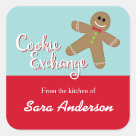 Pegatina Cuadrada Intercambio de cookies, Gingerbread, desde la coci