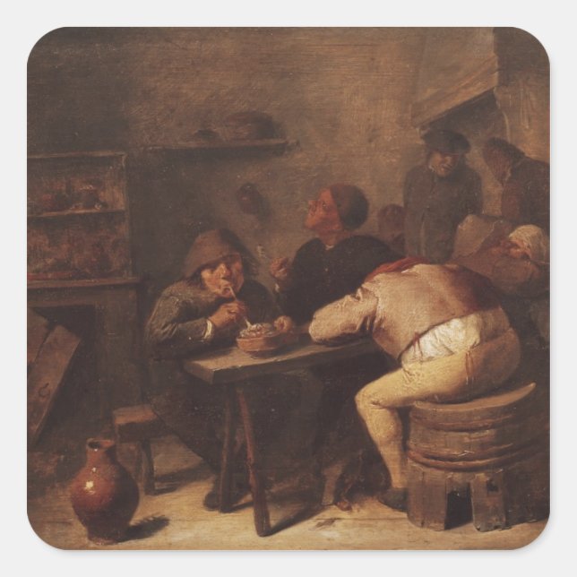 Pegatina Cuadrada Interior con fumadores (Anverso)