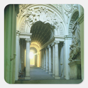 Pegatina Cuadrada Interior con la vista de la escalera