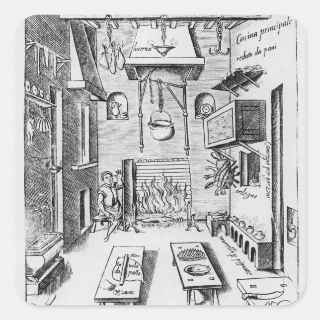 Pegatina Cuadrada Interior de cocina (Anverso)