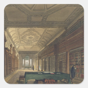 Pegatina Cuadrada Interior de la biblioteca de la iglesia de Cristo,