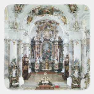 Pegatina Cuadrada Interior de la iglesia de la abadía benedictina