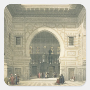 Pegatina Cuadrada Interior de la mezquita del sultán Hasan, El