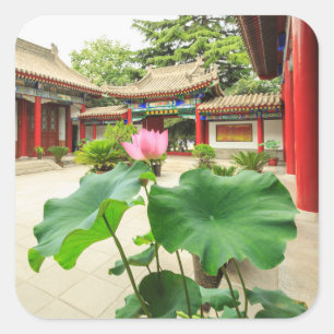 Pegatina Cuadrada Interior de la Pagoda de China