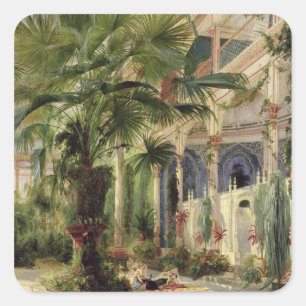 Pegatina Cuadrada Interior de la Palm House en Potsdam, 1833