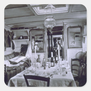 Pegatina Cuadrada Interior de un barco del Nilo (foto de b&w)