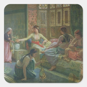 Pegatina Cuadrada Interior de un Harem, c.1865