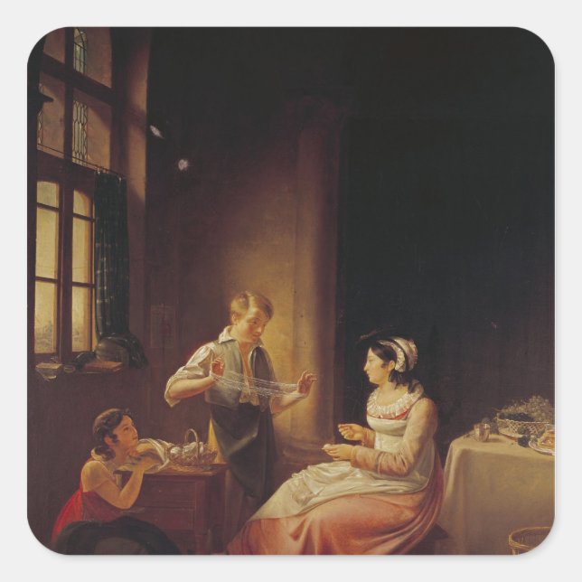 Pegatina Cuadrada Interior de una casa en Macon (Anverso)