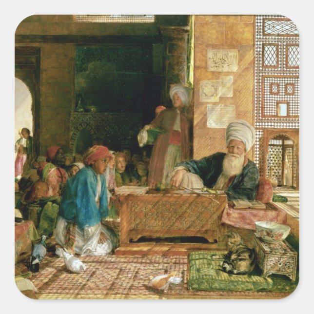 Pegatina Cuadrada Interior de una escuela, El Cairo (Anverso)