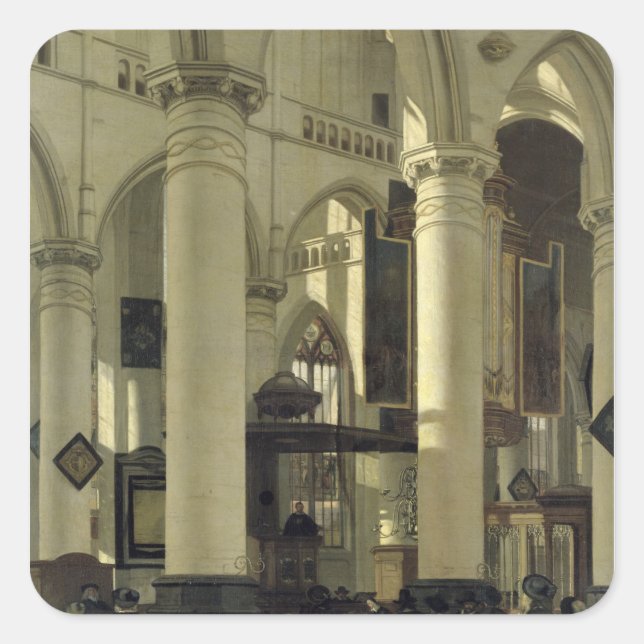 Pegatina Cuadrada Interior de una iglesia (Anverso)