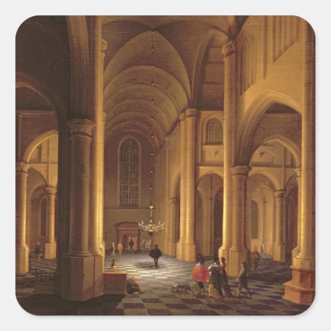 Pegatina Cuadrada Interior de una iglesia (Anverso)