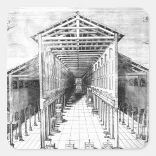 Pegatina Cuadrada Interior de viejo San Pedro, Roma