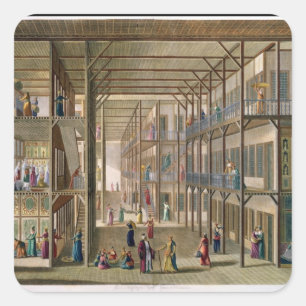 Pegatina Cuadrada Interior del Harem del gran señor de Constan