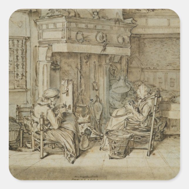 Pegatina Cuadrada Interior holandés, 1617 (Anverso)