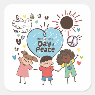 Pegatina Cuadrada International Day of Peace Spread a Little Peace