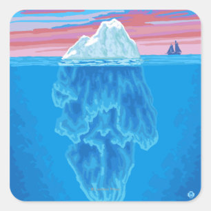Pegatina Cuadrada Intersección Iceberg - Seward, Alaska