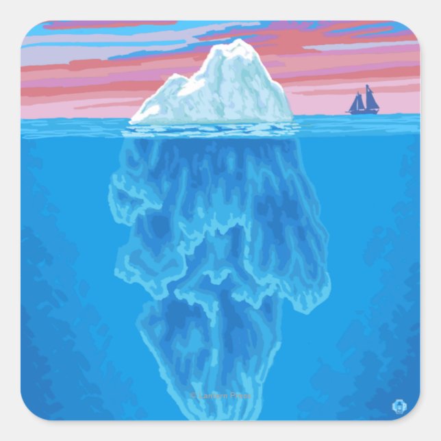 Pegatina Cuadrada Intersección Iceberg - Seward, Alaska (Anverso)