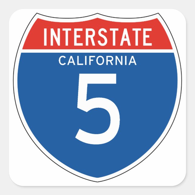 Pegatina Cuadrada Interstate Sign 5 - California (Anverso)