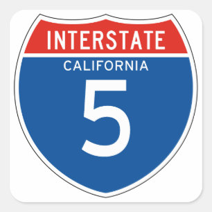 Pegatina Cuadrada Interstate Sign 5 - California