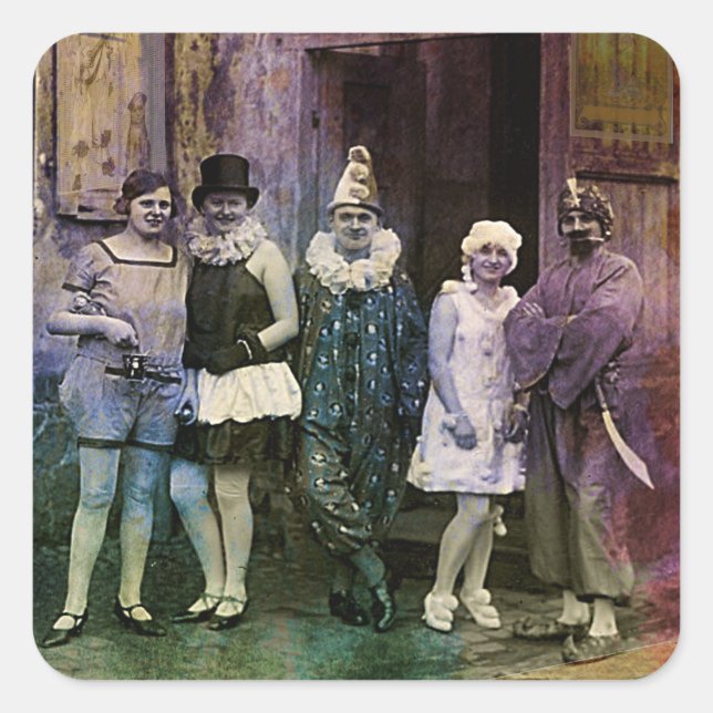 Pegatina Cuadrada Intervalo en el circo (Anverso)